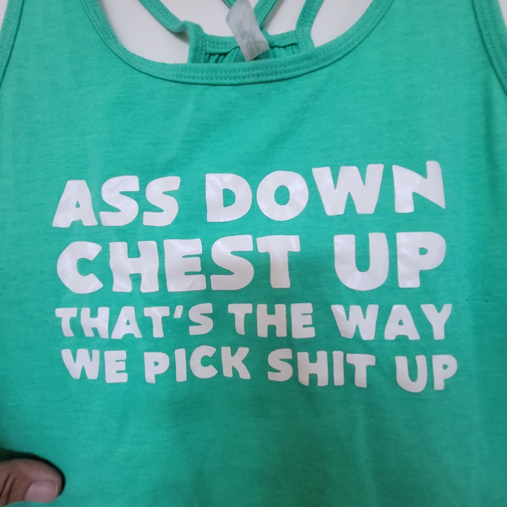 Constantly Varied Gear Green Tank Top Open Back with Bold Text Large. - Picture 2 of 6